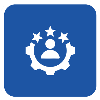 Icon of person with stars and gear.